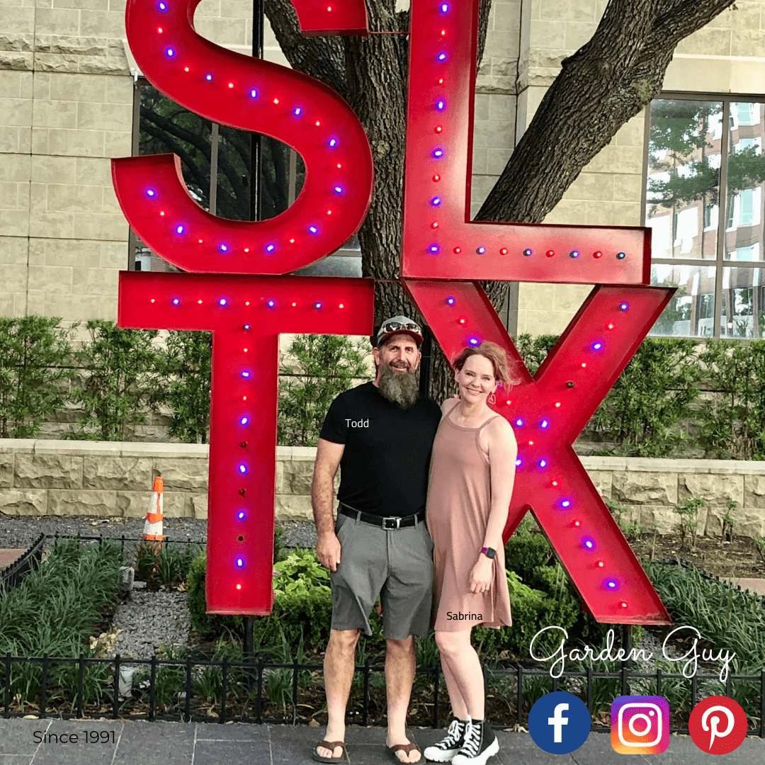 Garden Guy Sugar Land Landscaper pictured with wife at Sugar Land Town Square